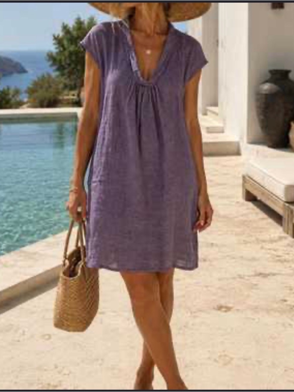 Malvin I Love Linen Scoop Neck Dress - Slate Blue